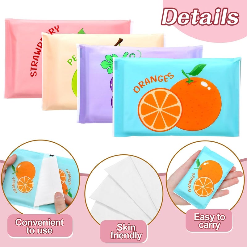 PerKoop 100 Pack Pocket Tissues Travel Slim Packs Small Facial Tissues Wallet Size Toilet Paper for Travel Guest Wedding Supplies, 4 Styles(Fruits) - Image 3